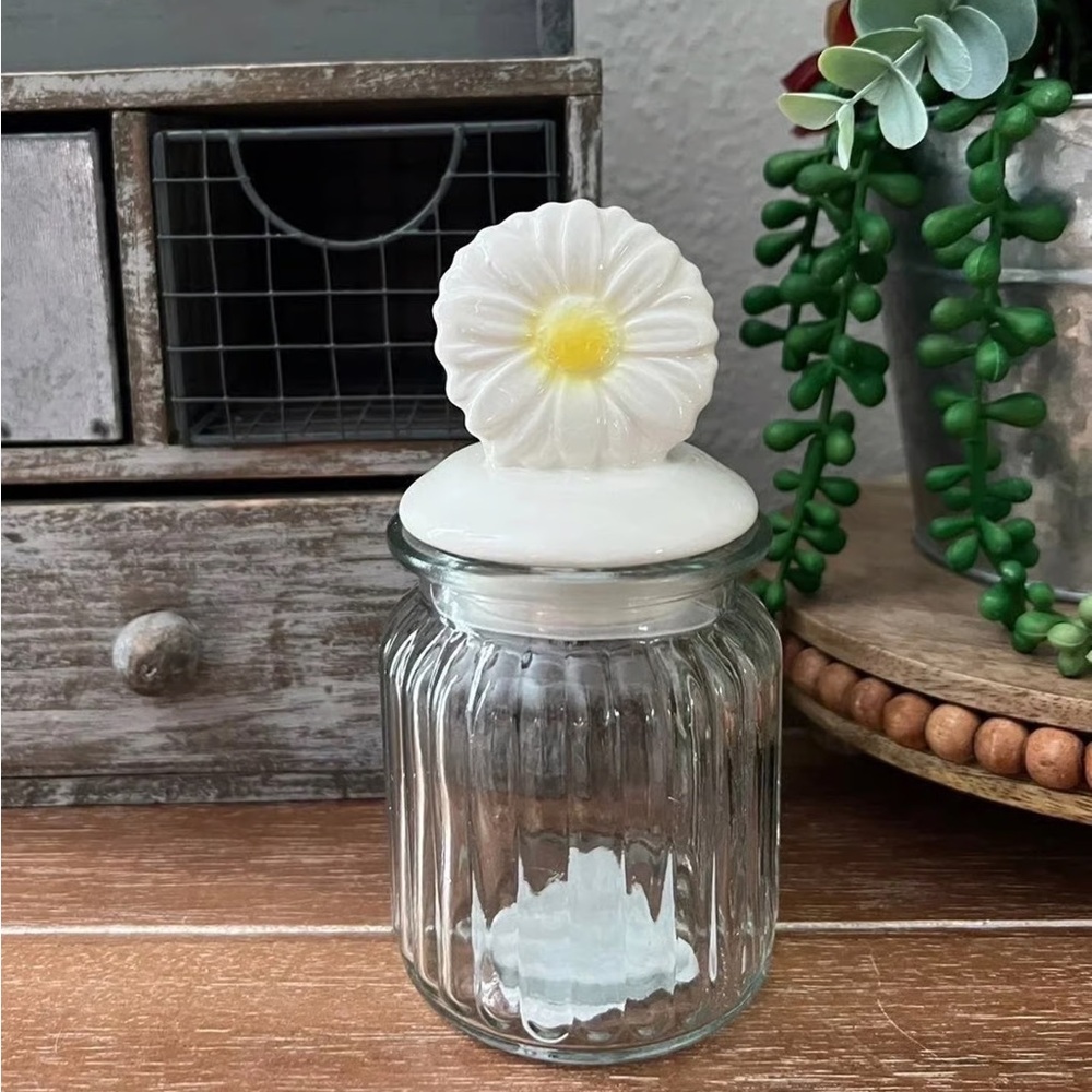New Spring Flower white Daisy Glass Jar